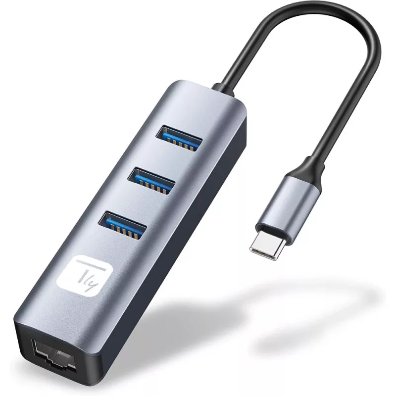 Techly IDATA USB-ETGIGA3CA Laptop-dock/poortreplicator bedraad USB 3.2 Gen 1 (3.1 Gen 1) Type-A + Type-C Zwart, Zilver