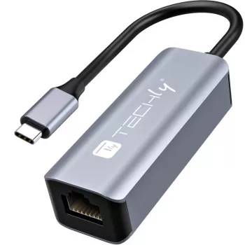 Techly IDATA USB-ETGIGA-CA Laptop-dockingstation/poortreplicator Bedraad USB 3.2 Gen 1 (3.1 Gen 1) Type-C Zwart, Zilver