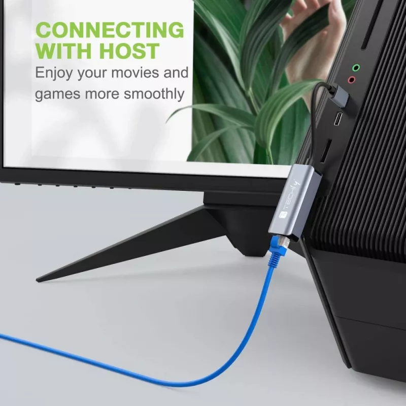 Techly IDATA USB-ETGIGA-CA Laptop-dockingstation/poortreplicator Bedraad USB 3.2 Gen 1 (3.1 Gen 1) Type-C Zwart, Zilver