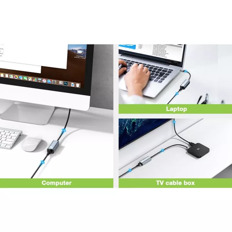Techly IDATA USB-ETGIGA-CA Laptop-dockingstation/poortreplicator Bedraad USB 3.2 Gen 1 (3.1 Gen 1) Type-C Zwart, Zilver