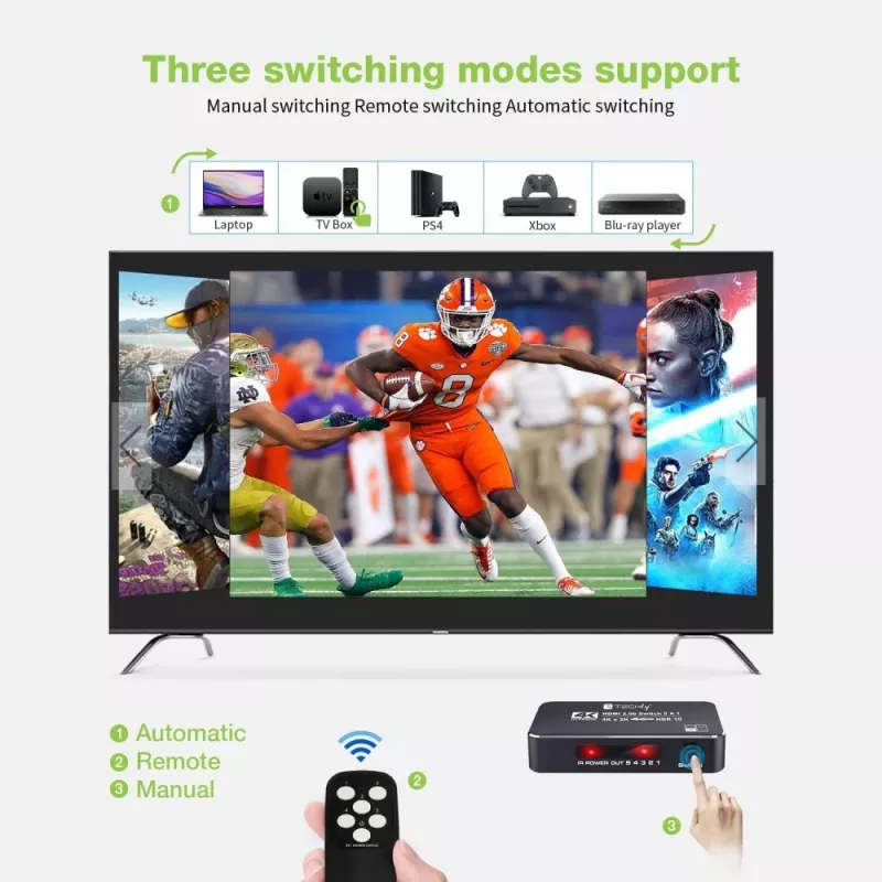 Techly IDATA HDMI2-4K5160B Videoswitch HDMI