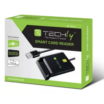 Techly I-CARD CAM-USB2TY2 Smartcard-lezer Binnen USB USB Type-A Zwart