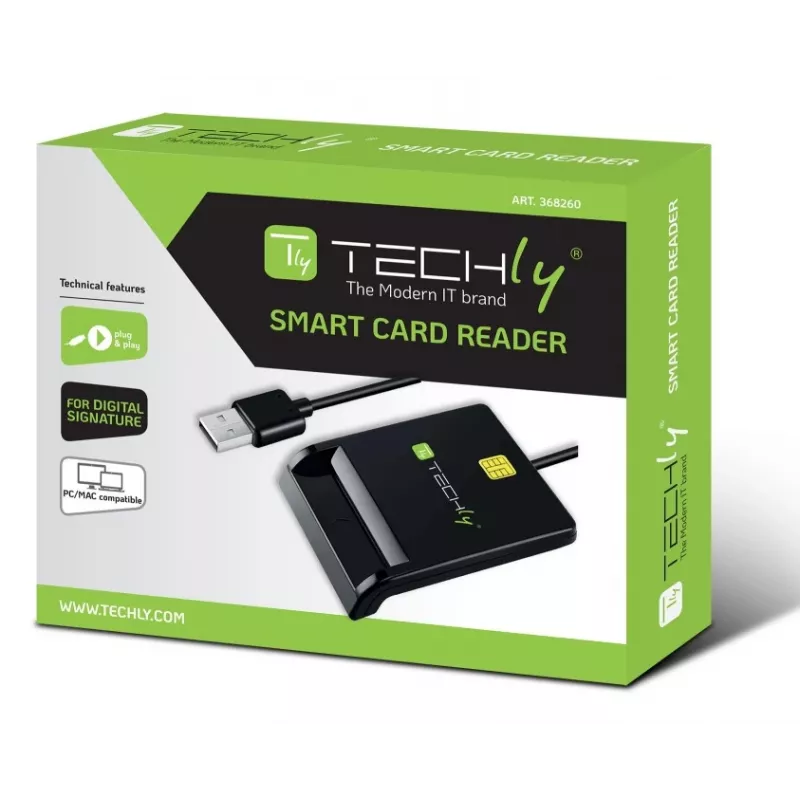 Techly I-CARD CAM-USB2TY2 Smartcard-lezer Binnen USB USB Type-A Zwart