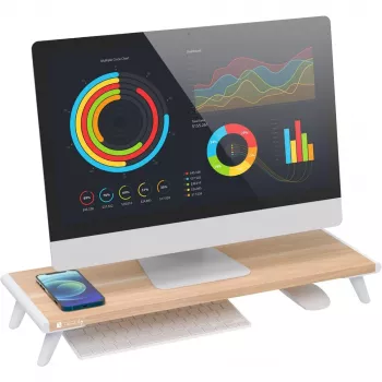 Techly ICA-MS 389 Monitorstandaard / voet Bureau Wit, Hout