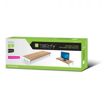 Techly ICA-MS 389 Monitorstandaard / voet Bureau Wit, Hout