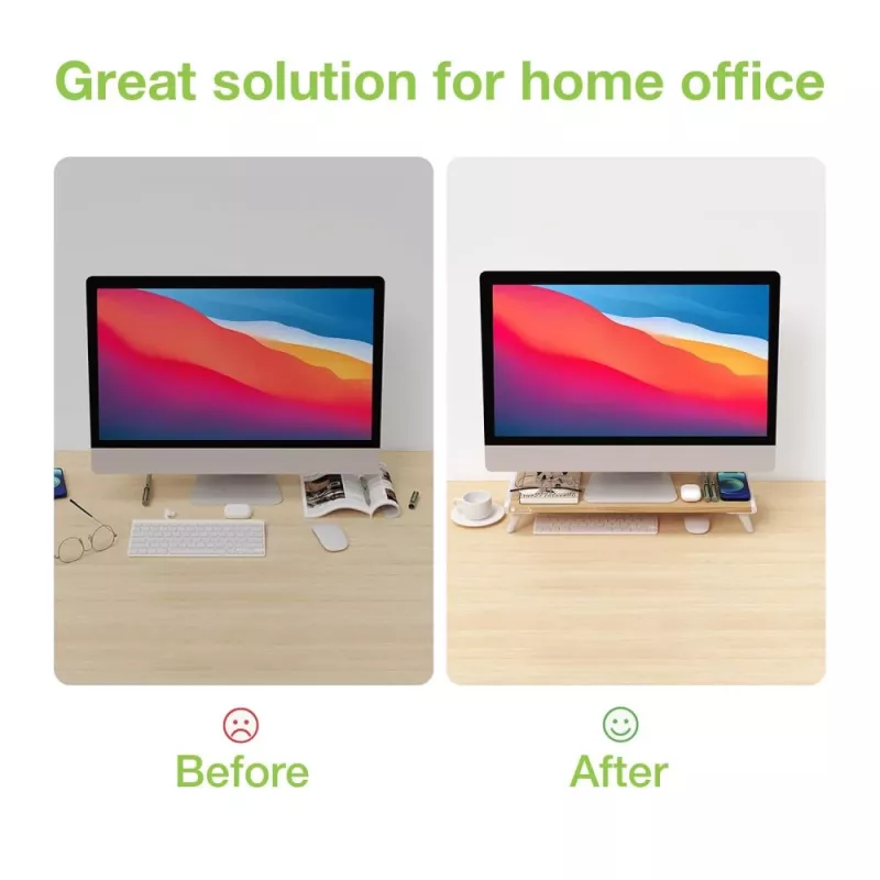Techly ICA-MS 389 Monitorstandaard / voet Bureau Wit, Hout