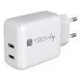 Techly IPW-USB-2C35W Oplader voor mobiele apparaten Laptop, Smartphone, Tablet Wit AC binnen Snel opladen