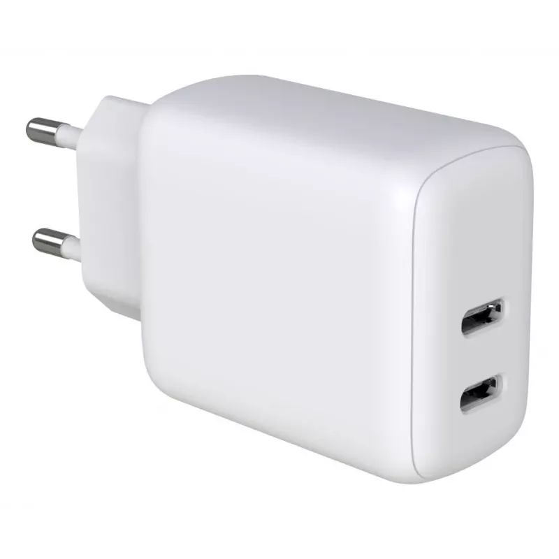 Techly IPW-USB-2C35W Oplader voor mobiele apparaten Laptop, Smartphone, Tablet Wit AC binnen Snel opladen