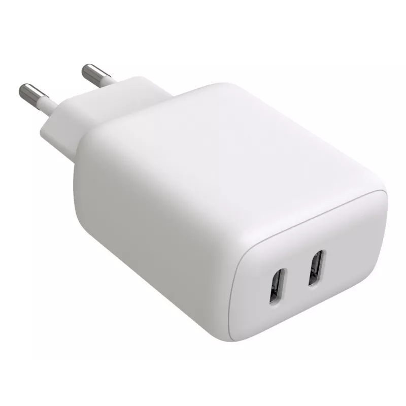 Techly IPW-USB-2C35W Oplader voor mobiele apparaten Laptop, Smartphone, Tablet Wit AC binnen Snel opladen