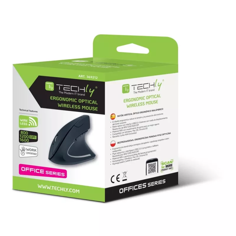 Techly IM 1200-VM-B Muis medisch rechtshandig RF draadloos optisch 1600 DPI