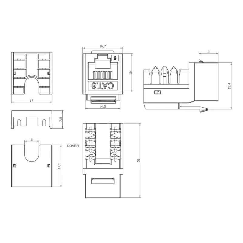 Techly IWP-KIT-C6U90 Keystone-module