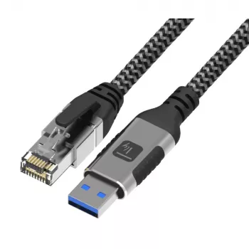 Techly ICOC U3A-RJ45-020 Netwerkkabel zilver, zwart 2 m Cat6 F/UTP (FTP)