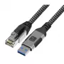 Techly ICOC-U3A-RJ45-020 USB 3.0 Type-A naar Gigabit Ethernet-adapterkabel, 2 m, zwart/zilver