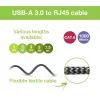 Techly ICOC-U3A-RJ45-030 USB 3.0 Type-A naar Gigabit Ethernet-adapterkabel, 3 m, zwart/zilver