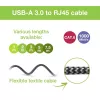 Techly ICOC-U3A-RJ45-075 USB 3.0 Type-A naar Gigabit Ethernet-adapterkabel, 7,5 m, zwart/zilver