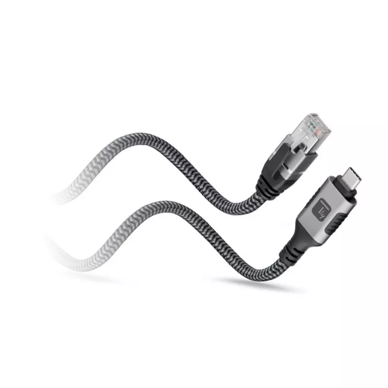 Techly ICOC U3C-RJ45-020 Netwerkkabel zilver, zwart 2 m Cat6 F/UTP (FTP)