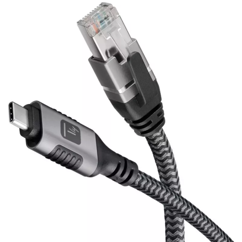 Techly ICOC U3C-RJ45-020 Netwerkkabel zilver, zwart 2 m Cat6 F/UTP (FTP)