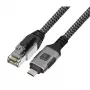 Techly ICOC-U3C-RJ45-050 USB 3.2 Type-C naar Gigabit Ethernet-adapterkabel, 5 m, zwart/zilver