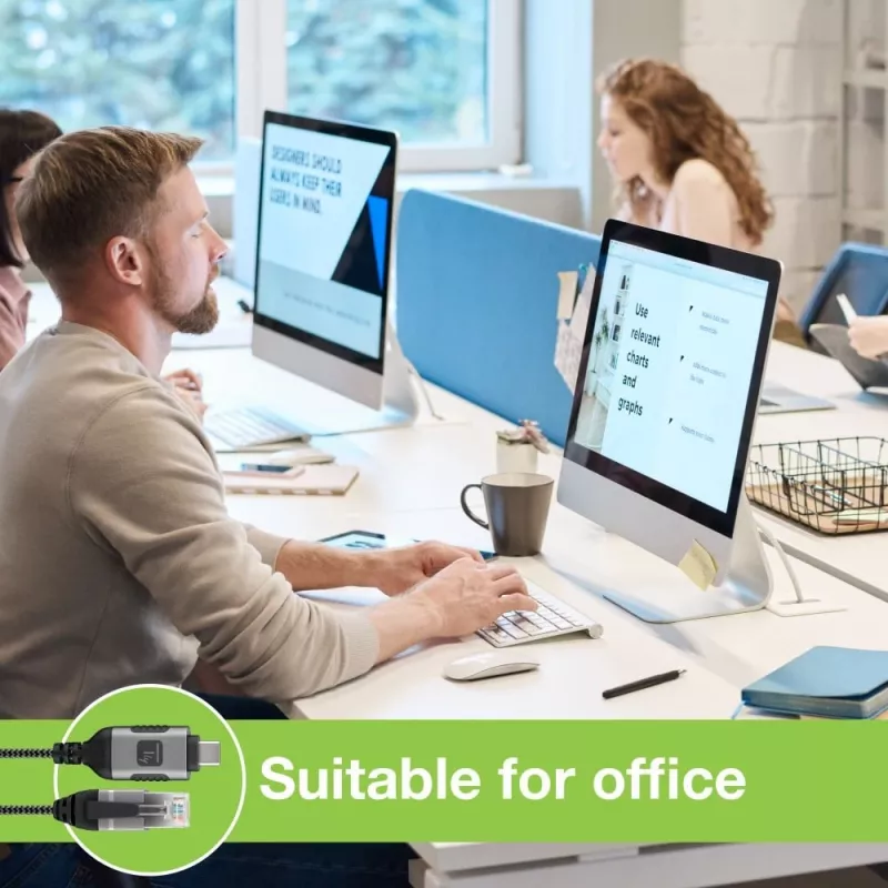 Techly ICOC-U3C-RJ45-075 USB 3.2 Type-C naar Gigabit Ethernet-adapterkabel, 7,5 m, zwart/zilver