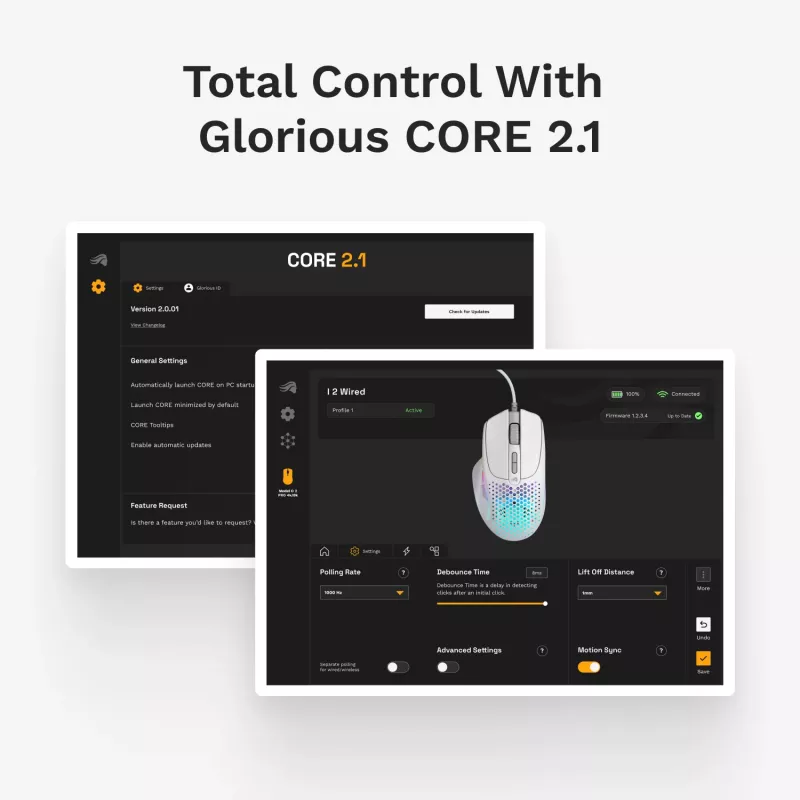 Glorious Gaming Glorious Model I2 Wired – wit, rechtshandig, optisch, USB Type-A, 26000 DPI, wit