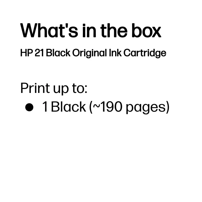 HP 21 zwarte originele inktcartridge, zwart, 1 st., 190 pagina's