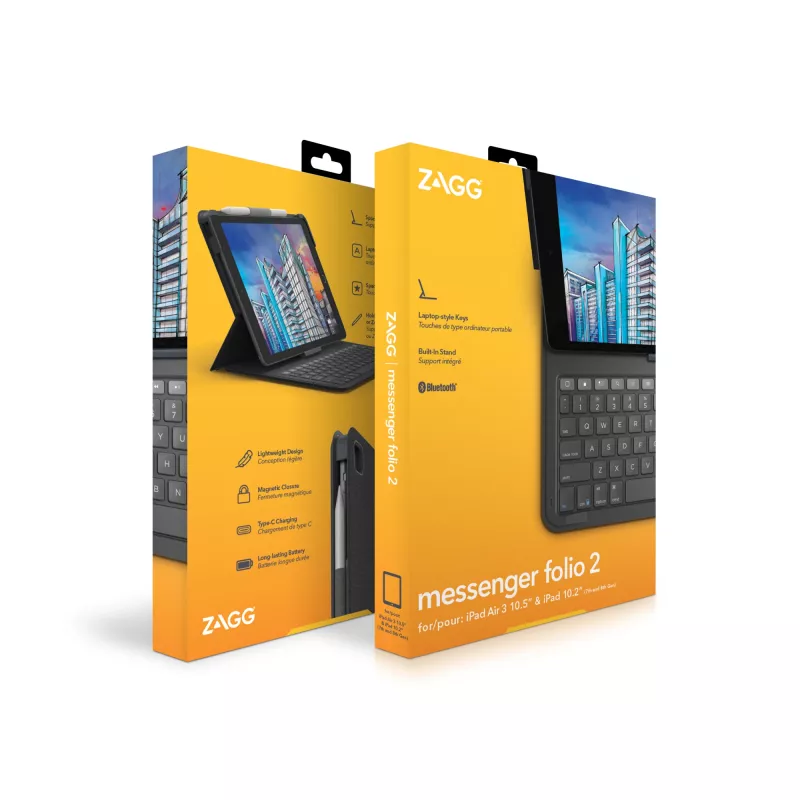 ZAGG toetsenbord Messenger Folio 2-Apple-iPad 10.2/10.5-Charcoal-Nordic