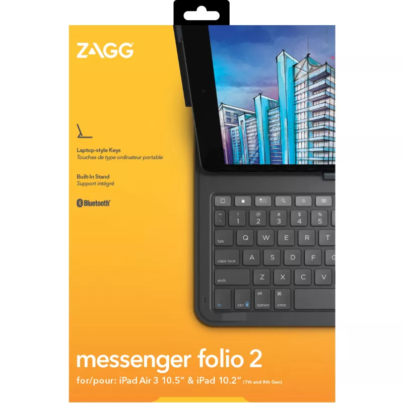 ZAGG toetsenbord Messenger Folio 2-Apple-iPad 10.2/10.5-Charcoal-Nordic