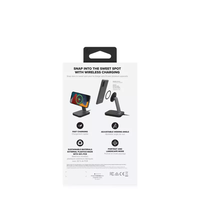 mophie UNV WRLS-snap+ stand-zwart-ROC-EU, binnen, AC, draadloos laden, zwart