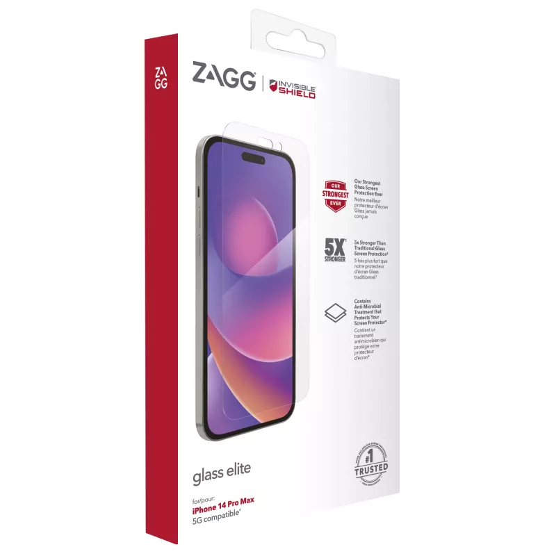 InvisibleShield Elite Glass displayscherm voor Apple iPhone 14 Pro Max, 6,69 inch, transparant