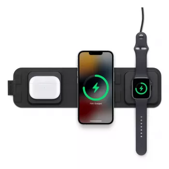 mophie 3-in-1 reisopladerset met MagSafe (2023), binnen, USB, draadloos laden, zwart