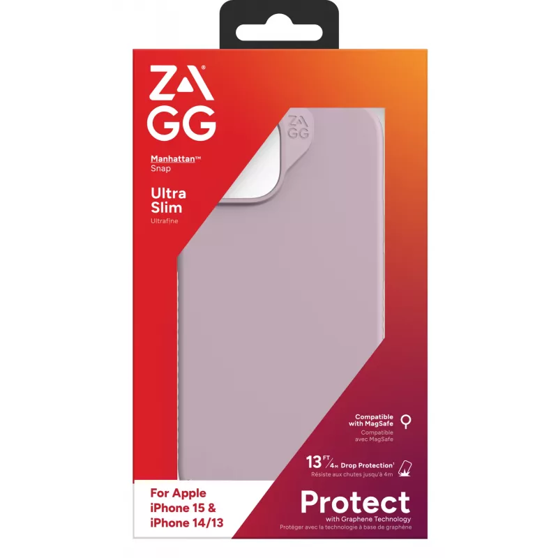 ZAGG Cases Manhattan Snap Apple iPhone 15/iPhone 14/13 lavendel EN/FR