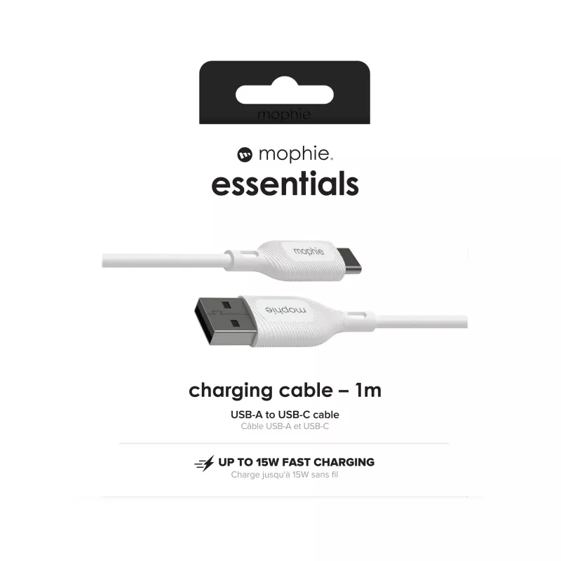 mophie essentials oplaadkabel | 1M USB-kabel USB 2.0 USB A USB C wit