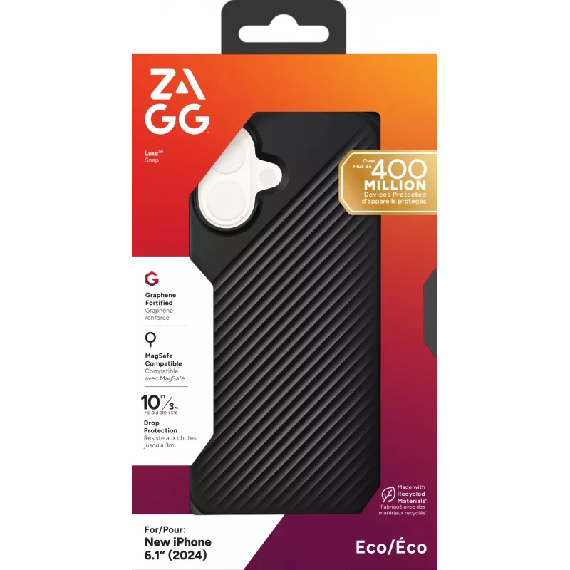 ZAGG Cases Luxe Snap Apple iPhone 16 zwart, hoesje, Apple, iPhone 16, 15,5 cm (6,1 inch), zwart
