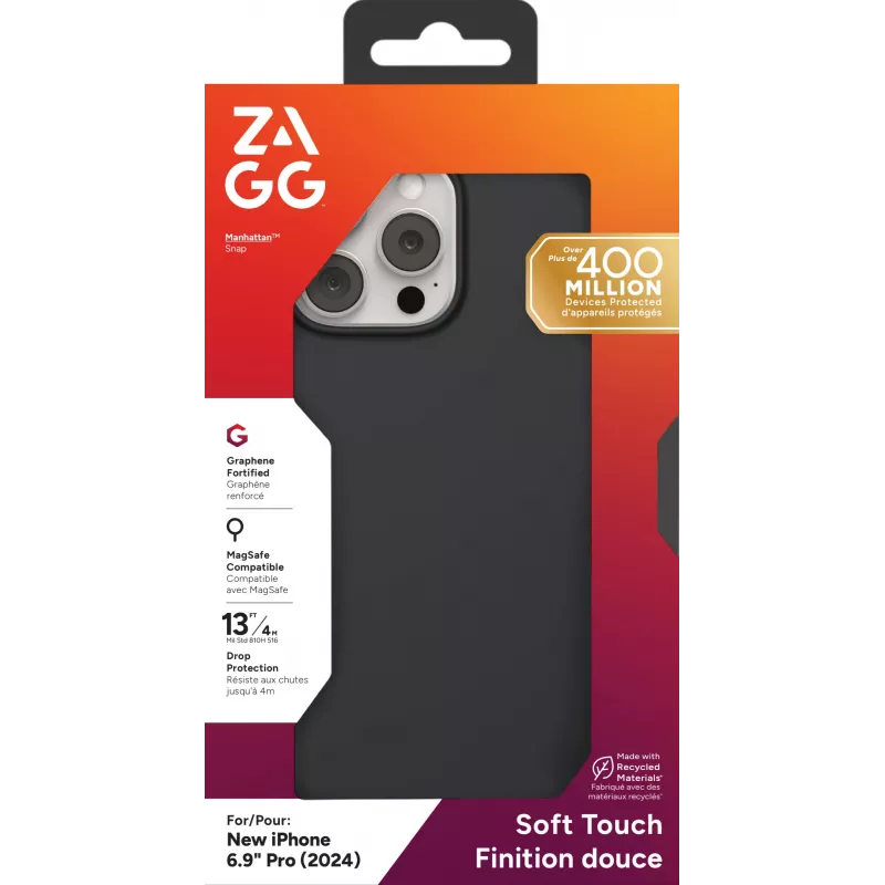 ZAGG Cases Manhattan Snap Apple iPhone 16 Pro Max zwart, cover, Apple, iPhone 16 Pro Max, 17,5 cm (6,9 inch), zwart