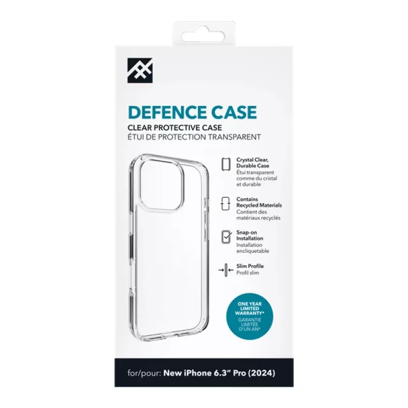 IFROGZ IF Defence Case Apple iPhone 16 Pro Clear INTL, hoesje, Apple, iPhone 16 Pro, 16 cm (6,3 inch), transparant