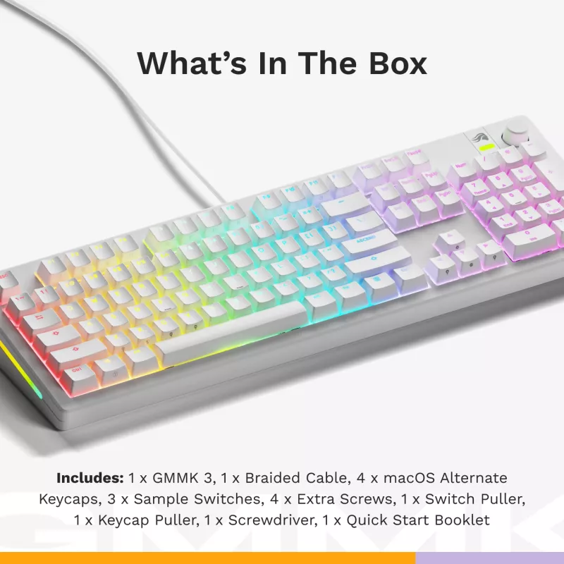 Glorious Gaming GMMK 3 100% Prebuilt bedraad wit - US, bedraad, USB, mechanisch, QWERTY, RGB LED, wit