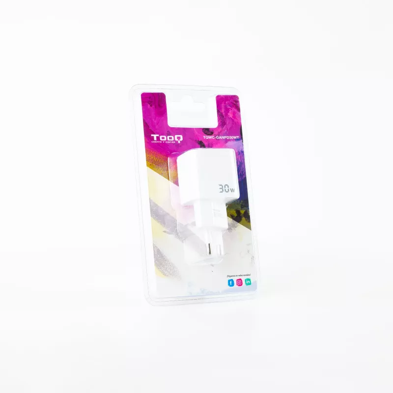 TooQ GAN USB-C/PD wandlader 30W, wit, binnen, AC, wit