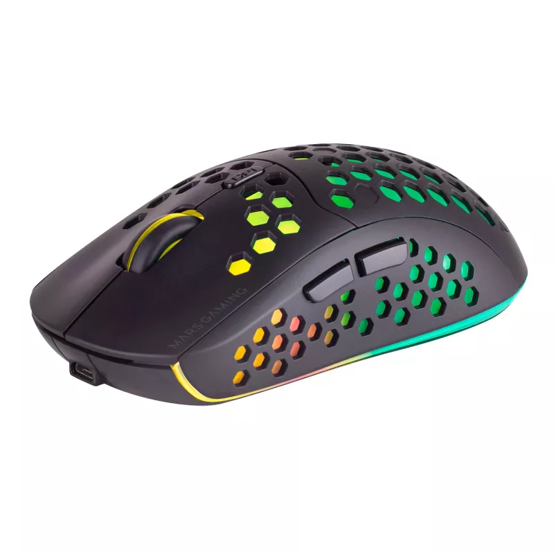 Mars Gaming MMW3, draadloze gamingmuis, RGB Flow, ultralicht 79g, 3200DPI, zwart