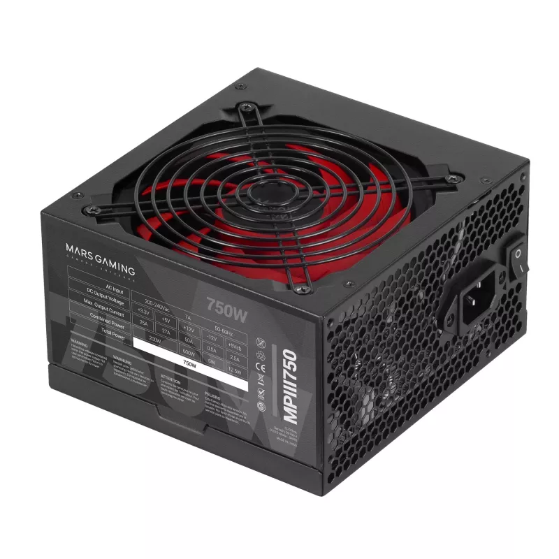 Mars Gaming MPIII750 pc-voeding 750W ATX 85 % efficiëntie 5 jaar garantie
