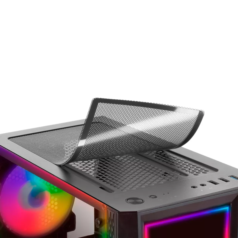 Mars Gaming MC-ART zwart ATX gaming-pc-behuizing dubbel beschrijfbaar gehard glas ARGB 12 modi 12cm ventilator