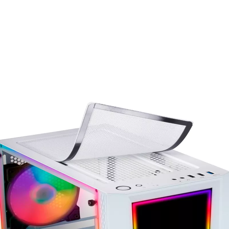 Mars Gaming MC-ART wit ATX gaming-pc-behuizing dubbel geverfd gehard glas ARGB 12 modi 120-mm-ventilator