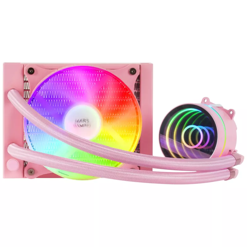 Mars Gaming ML-ONE120 roze vloeistof-CPU-koeler TDP 200W infinity-spiegel FRGB stille ventilator universeel multisocket