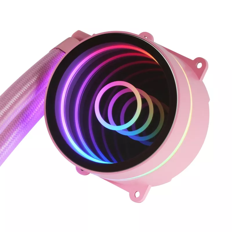 Mars Gaming ML-ONE120 roze vloeistof-CPU-koeler TDP 200W infinity-spiegel FRGB stille ventilator universeel multisocket