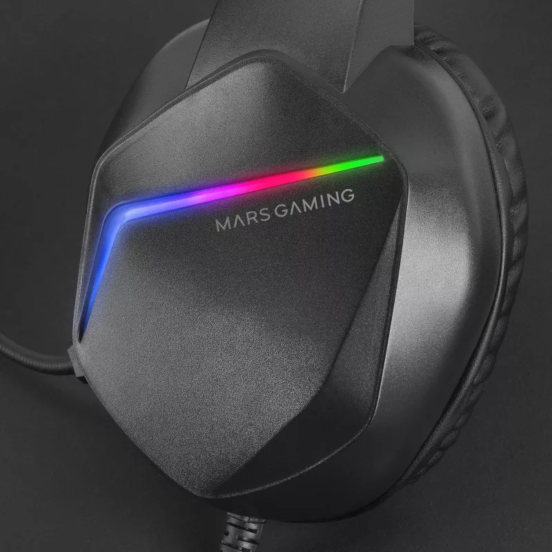 Mars Gaming MH122 zwart, FRGB over-ear gamingheadset met microfoon, HiFi-geluid, ruisonderdrukking, ultralicht, PS4 PS5 Xbox Switch Tablet Windows Mac