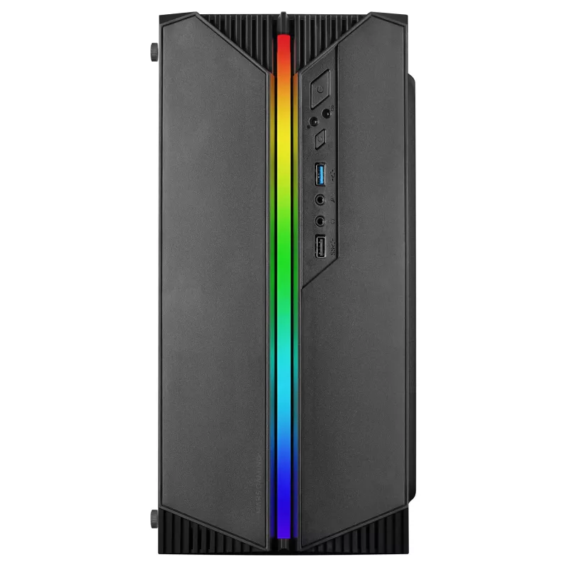 Mars Gaming MC-S1 zwart compacte micro-ATX gaming-pc-behuizing ARGB-verlichting 12 modi FRGB-ventilator volledig zijvenster