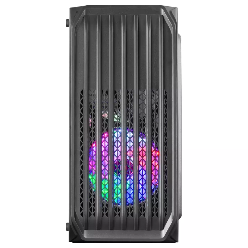 Mars Gaming MC-S2 Zwart Compacte Micro-ATX Gaming-pc-behuizing 2 FRGB regenboogventilatoren met frontrooster en doorlopend zijvenster