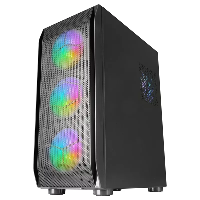 Mars Gaming MC-KX Zwart Premium E-ATX Gaming-tower FREEZER CPU-systeem 5 ultrastille ARGB-ventilatoren ARGB-controller en RF-controller Mesh-front