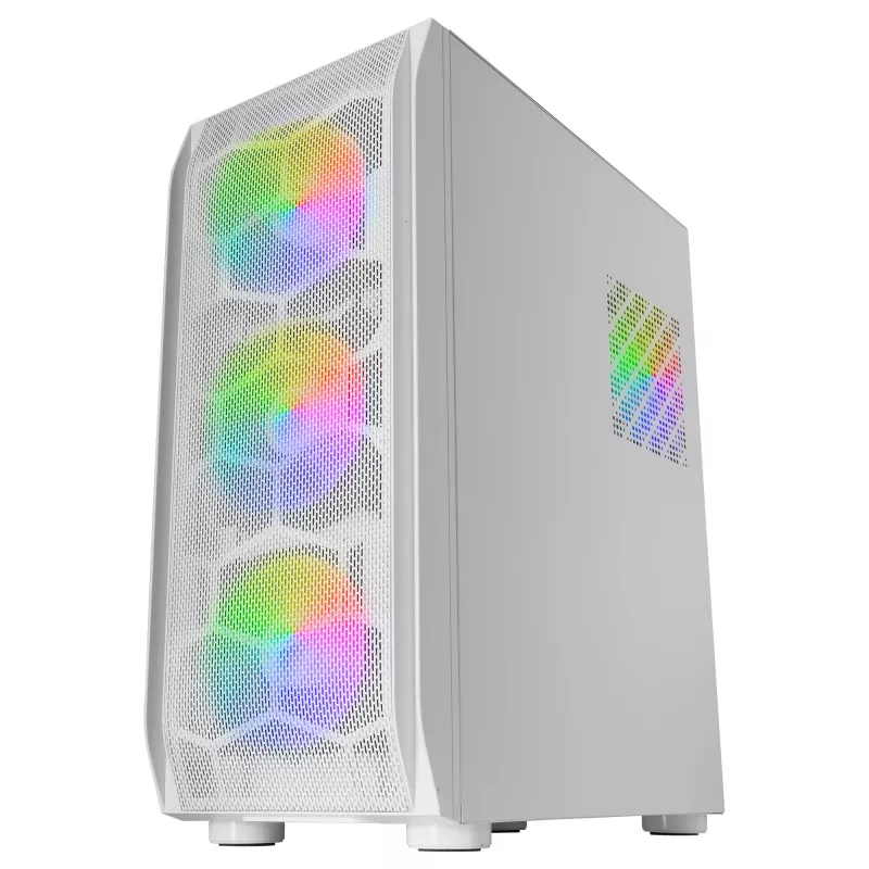 Mars Gaming MC-KX Wit Premium E-ATX Gaming-tower FREEZER CPU-systeem 5 ultrastille ARGB-ventilatoren ARGB-controller en RF-controller Mesh-front