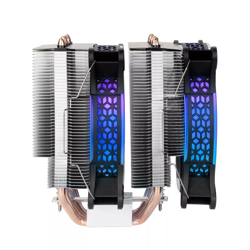 Mars Gaming MCPU-XT Zwart CPU-koellichaam Dual-tower-koeling 6 HCT-heatpipes TDP 300W 2 ARGB PWM 12cm-ventilatoren