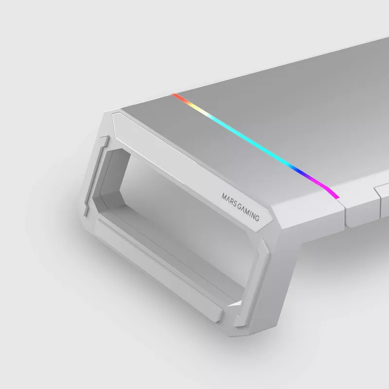 Mars Gaming MGS-ONE Wit Chroma RGB Monitorstandaard Verstelbaar formaat Smartphone- en tablethouder Front-USB 2.0